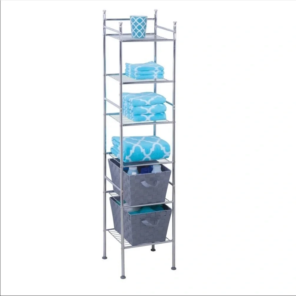 New 6 Tier Chrome Bathroom Storage Shelving